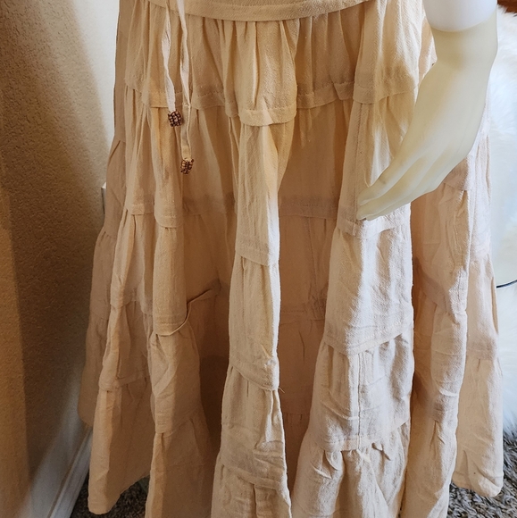 NWOT FREE PEOPLE SOMEWHERE SUNNY DROP WAIST Cream BEIGE Halter MAXI Dress XS - Picture 14 of 17
